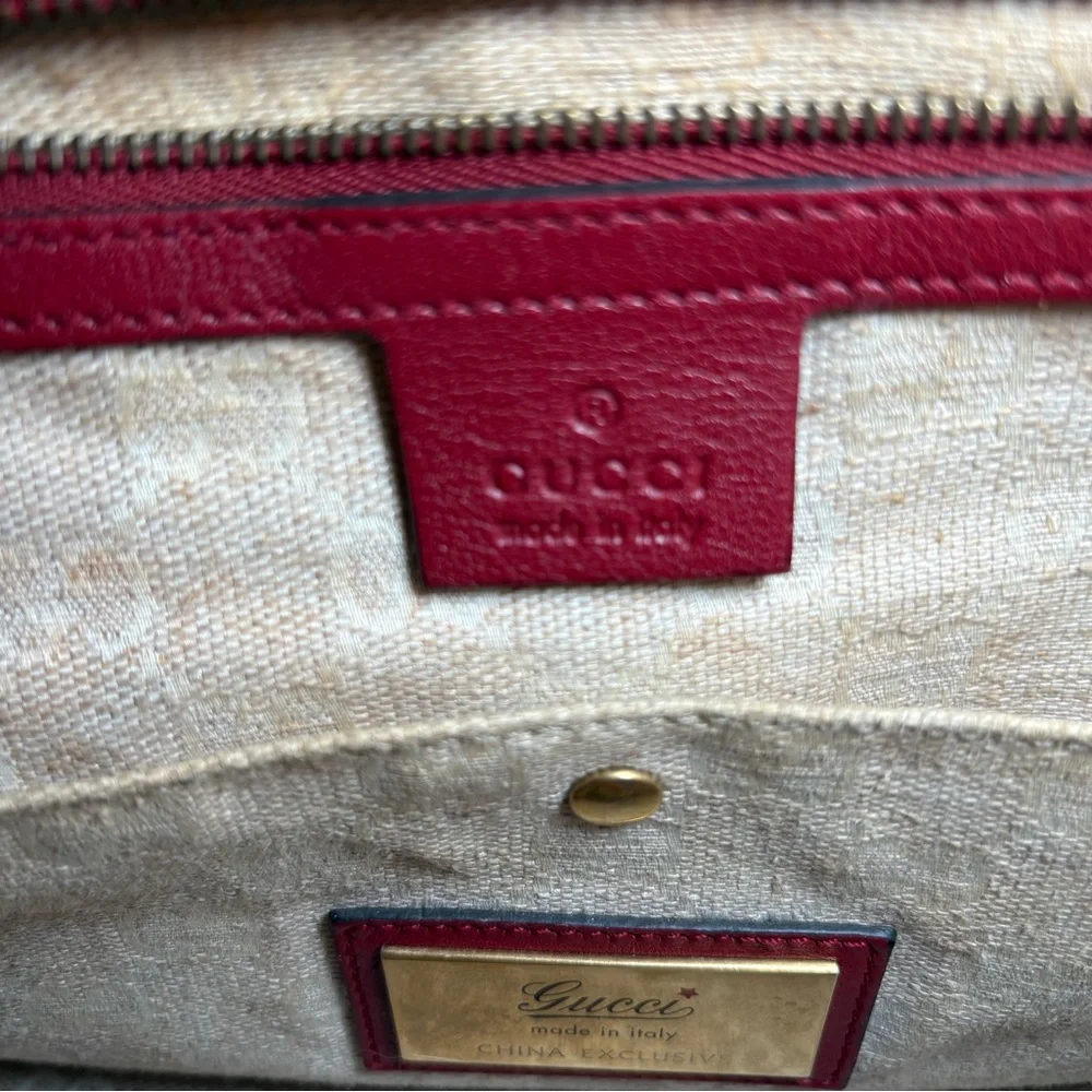 Gucci Bright Bit Patent Leather Handbag - Authentic Red - Gucci Tote Bag - Picture 7 of 9